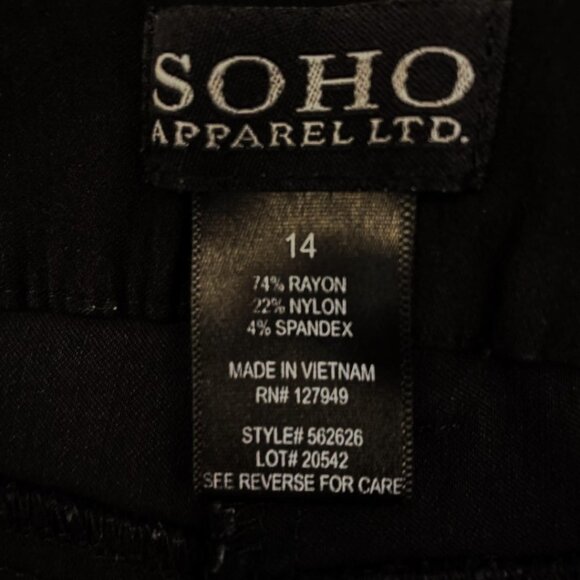 2 for $15 SOHO Apparel LTD Black Pants With Zipper Pockets Size 14 - Picture 13 of 16